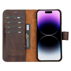 Funda tipo billetera de cuero con bloqueo RFID Florence para iPhone 15 Pro