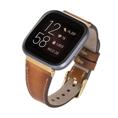 Correa de reloj delgada de cuero Messina para Fitbit Versa