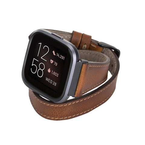 Serena Leather Double Wrap Watch Band for Fitbit Versa