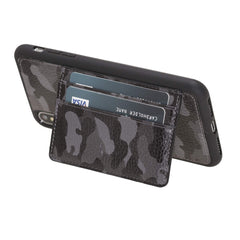 Funda tipo billetera de cuero Pisa Snap On con soporte para iPhone XS Max