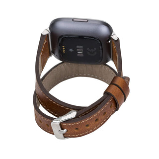 Serena Leather Double Wrap Watch Band for Fitbit Versa