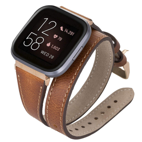 Serena Leather Double Wrap Watch Band for Fitbit Versa