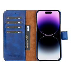 Funda tipo billetera de cuero con bloqueo RFID Florence para iPhone 15