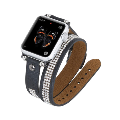 Livorno Leather Double Wrap Band Strap for Apple Watch