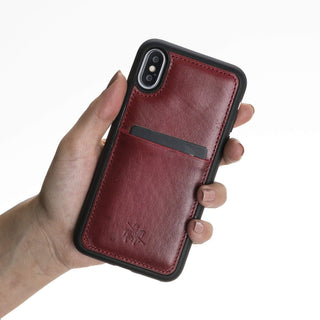Funda tipo billetera de cuero Capri Snap On para iPhone X