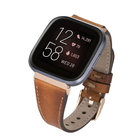 Messina Leather Slim Watch Band for Fitbit Versa