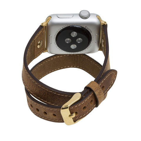 Savona Leather Double Wrap Band Strap for Apple Watch