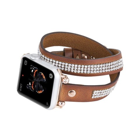 Livorno Leather Double Wrap Band Strap for Apple Watch