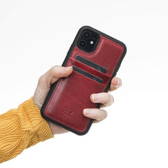 Funda tipo billetera de cuero Capri Snap On para iPhone 11