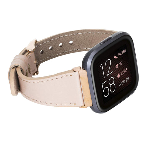 Messina Leather Slim Watch Band for Fitbit Versa