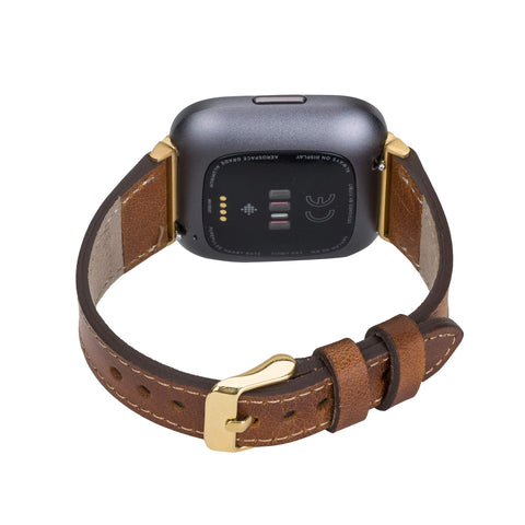 Messina Leather Slim Watch Band for Fitbit Versa