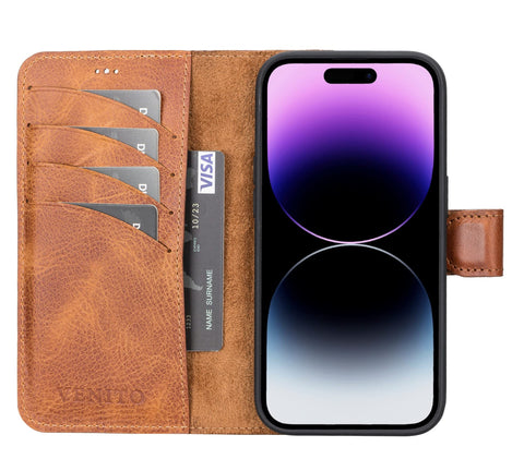 Ravenna RFID Blocking Detachable Leather Wallet Case for iPhone 14 Pro