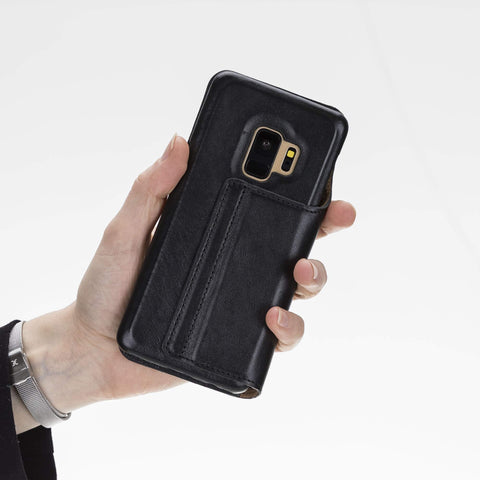 Estuche tipo billetera de cuero con bloqueo RFID Venice para Samsung Galaxy S9