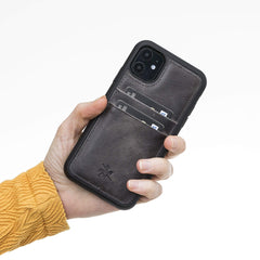 Funda tipo billetera de cuero Capri Snap On para iPhone 11