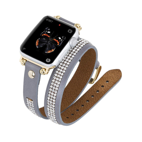Livorno Leather Double Wrap Band Strap for Apple Watch