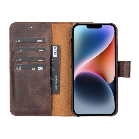 Funda tipo billetera de cuero con bloqueo RFID Florence para iPhone 14
