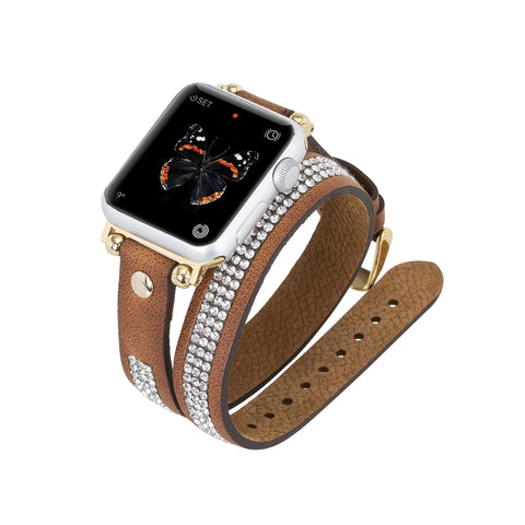 Livorno Leather Double Wrap Band Strap for Apple Watch