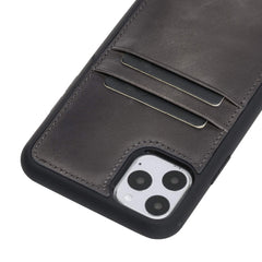 Funda tipo billetera de cuero Capri Snap On para iPhone 11