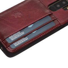Funda tipo billetera de cuero Pisa Snap On con soporte para Samsung Galaxy S9 Plus