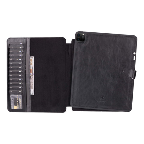 Parma Premium Leather Case for iPad Pro 13 Inch M4 (2024) with Pencil Holder, Handmade, Kickstand, Detachable Wallet, Full-Grain Leather, Compatible with Apple Pencil (USB-C), Antique Brown