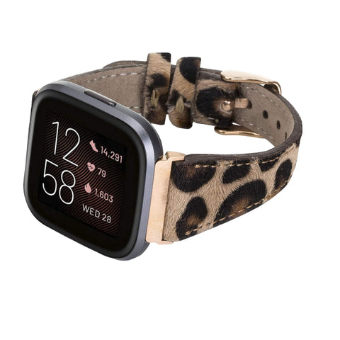 Messina Leather Slim Watch Band for Fitbit Versa