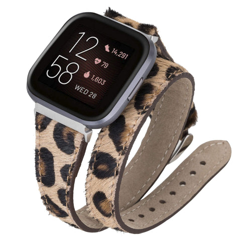 Serena Leather Double Wrap Watch Band for Fitbit Versa