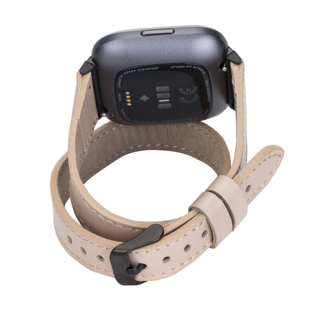Serena Leather Double Wrap Watch Band for Fitbit Versa