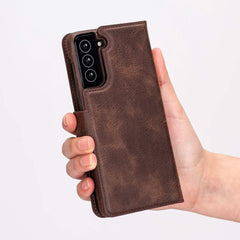 Funda tipo billetera de cuero con bloqueo RFID Florence para Samsung Galaxy S21 Plus