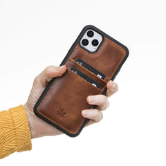 Funda tipo billetera de cuero Capri Snap On para iPhone 11 Pro Max