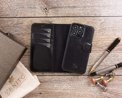 Funda tipo billetera de cuero desmontable con bloqueo RFID Ravenna para iPhone 13 Pro