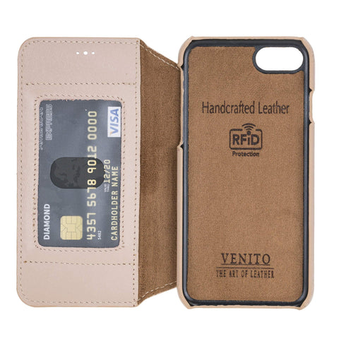 Estuche tipo billetera de cuero con bloqueo RFID Venice para iPhone 8