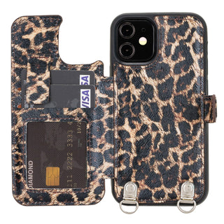 Fermo Funda de cuero para teléfono con billetera cruzada para iPhone 12 Mini