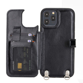 Fermo Funda de cuero para teléfono con billetera cruzada para iPhone 12 Pro Max