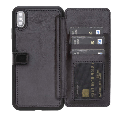 Funda tipo billetera delgada de cuero con bloqueo RFID Verona para iPhone XS Max