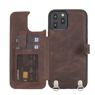Fermo Funda de cuero para teléfono con billetera cruzada para iPhone 12 Pro Max