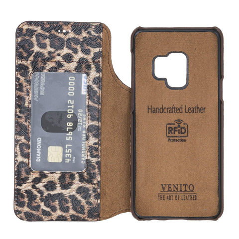 Estuche tipo billetera de cuero con bloqueo RFID Venice para Samsung Galaxy S9