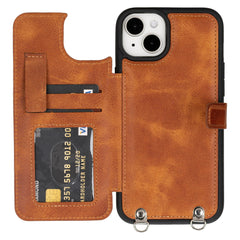 Fermo Funda de cuero para teléfono con billetera cruzada para iPhone 15 Plus
