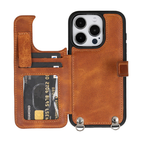 Fermo Leather Crossbody Wallet Phone Case for iPhone 15 Pro