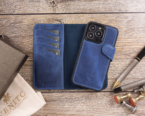 Ravenna RFID Blocking Detachable Leather Wallet Case for iPhone 13 Pro Max