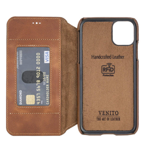 Estuche tipo billetera de cuero con bloqueo RFID Venice para iPhone 11 Pro
