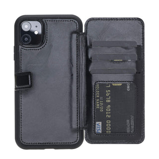 Verona Funda tipo billetera delgada de cuero con bloqueo RFID para iPhone 11