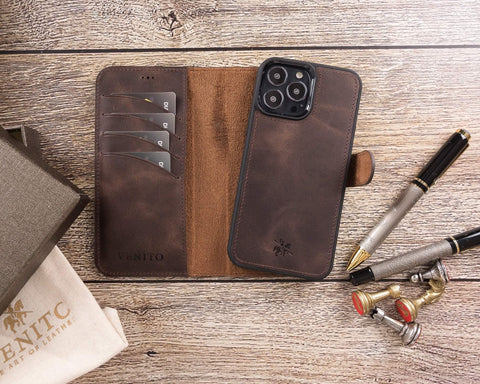 Ravenna RFID Blocking Detachable Leather Wallet Case for iPhone 13 Pro Max