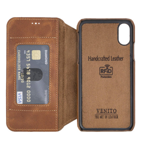 Venice RFID Blocking Leather Wallet Stand Case for iPhone X