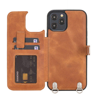 Fermo Funda de cuero para teléfono con billetera cruzada para iPhone 12 Pro Max
