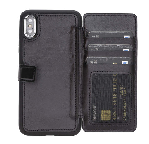 Verona Funda tipo billetera delgada de cuero con bloqueo RFID para iPhone X