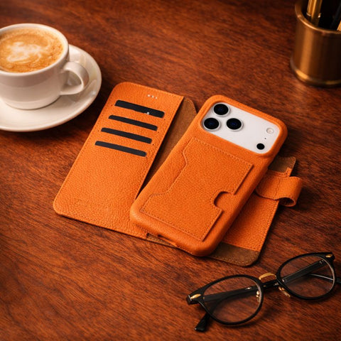 Funda tipo billetera de cuero con bloqueo RFID Florence para iPhone 15 Pro Max