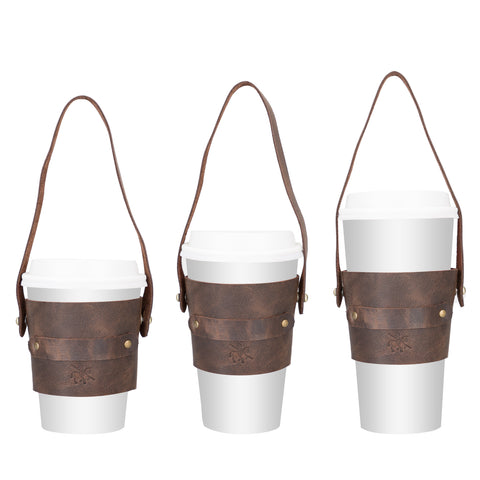 Estuche de transporte para tazas de café de cuero Salerno 