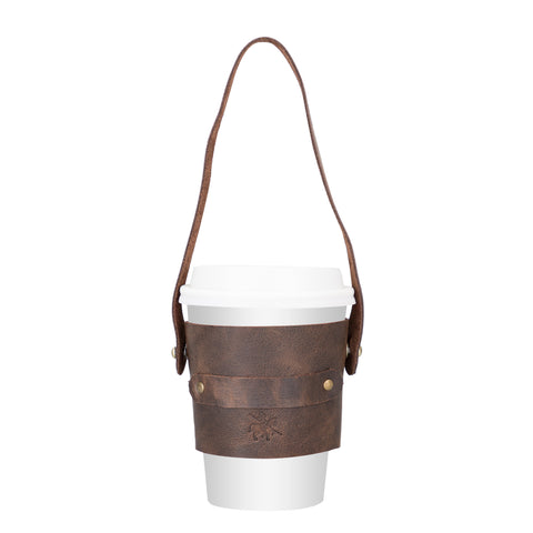 Estuche de transporte para tazas de café de cuero Salerno 