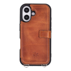 Fermo Funda de cuero para teléfono con billetera cruzada para iPhone 15