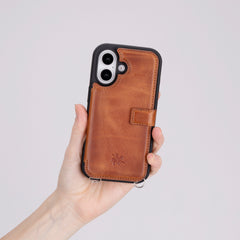 Fermo Funda de cuero para teléfono con billetera cruzada para iPhone 15